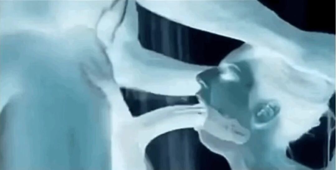 Look at it going all the way down her throat